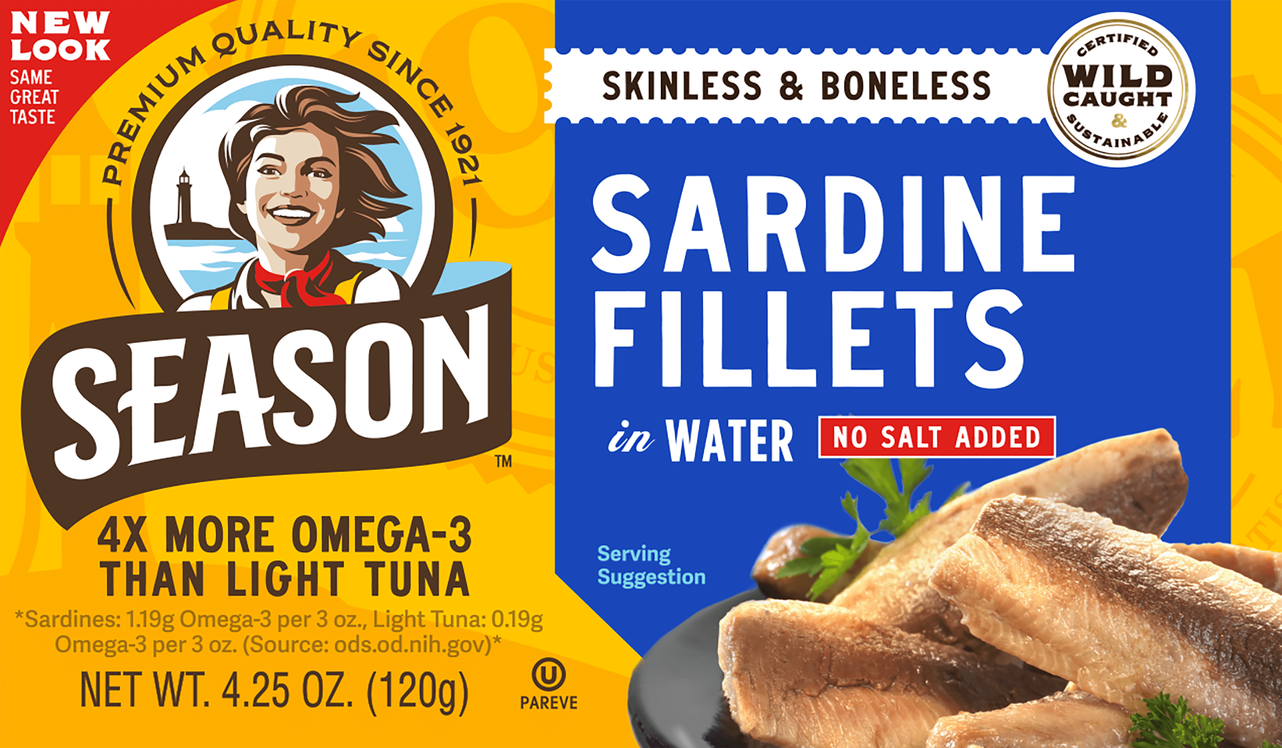 (12 pack) Season Sardines in Water, 4.25 oz Can