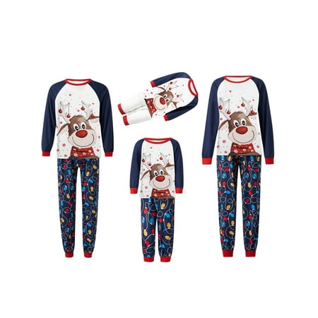 

Ma&Baby Matching Family Pajamas Sets Christmas Cotton Pjs Elk Print Tops Pants Sleepwear