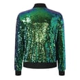 thumbnail image 5 of felwors Women's Gradient Sequin Sparkle Bomber Jacket - Zip-Up Outerwear for Casual & Party Wear Green, XL, 5 of 7