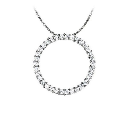 Precious Stone - Diamond Circle of Love Pendant Necklace in 14K White ...