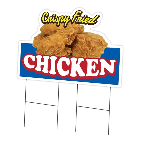 Crispy Fried Chicken 24" x 36" Yard Sign & Stake | Advertise Your Business | Stake Included Double Sided Image | Made in The USA