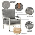 thumbnail image 6 of Velvet Spindle Accent Chair with Ottoman, Vintage Frame with Linen Fabric, Modern Lounge Reading Chair with Armrest Pads & Thick Cushions, White+Gray, 6 of 7