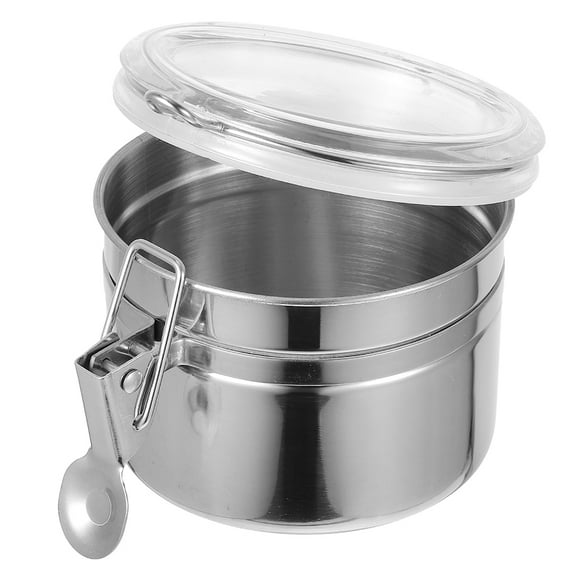 HAMPPLIES 1Pack Sugar Canisters Silver 4.13x4.13x3.42in Stainless Steel Airtight Lid