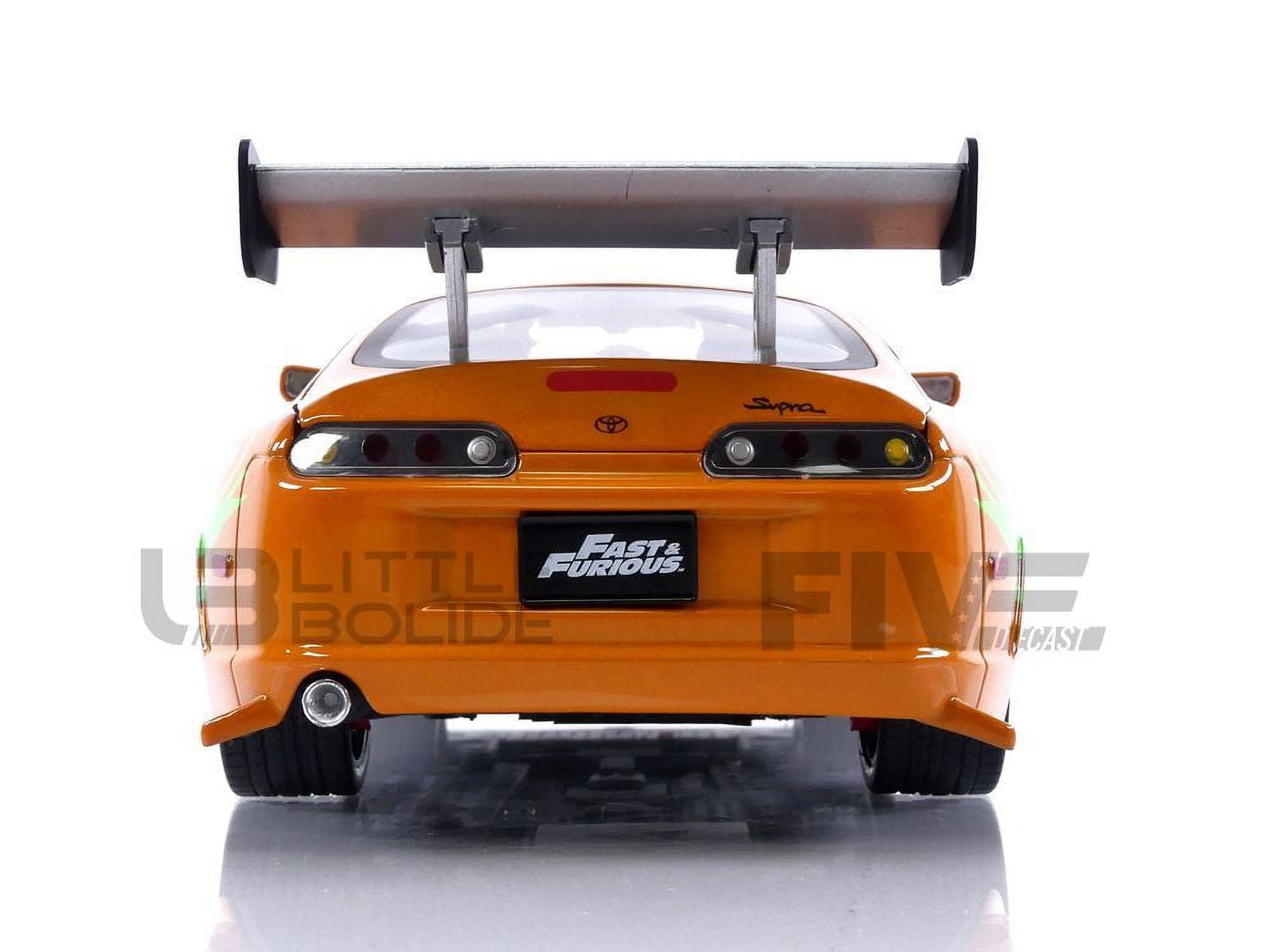 Fast & Furious 1:18 Toyota Supra Die-cast Car & 3 Brian Figure, Toys for  Kids and Adults,Orange