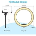 thumbnail image 4 of 10" Selfie Ring Light with Tripod Stand ,Dimmable Desktop LED Lamp Camera Ringlight with Wireless Remote Shutter for Live Stream/Makeup/YouTube Video, 4 of 5