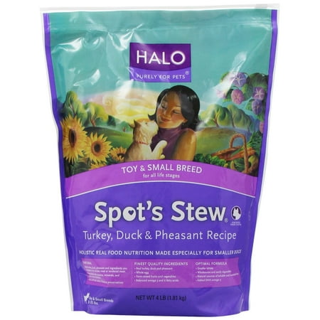 Halo Purely For Pets Spot's Stew Turkey, Duck & Pheasant Small & Toy Breed Dry Dog Food, 4 Lb