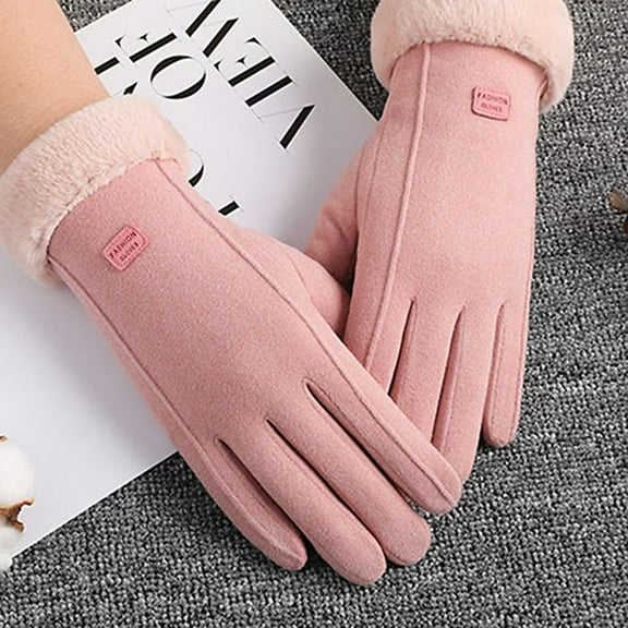 Miogawg Womens Winter Gloves, Touch Screen Warm Fleece Lined, Thick Thermal Windproof Women Snow Suede Gloves For Cold Weather