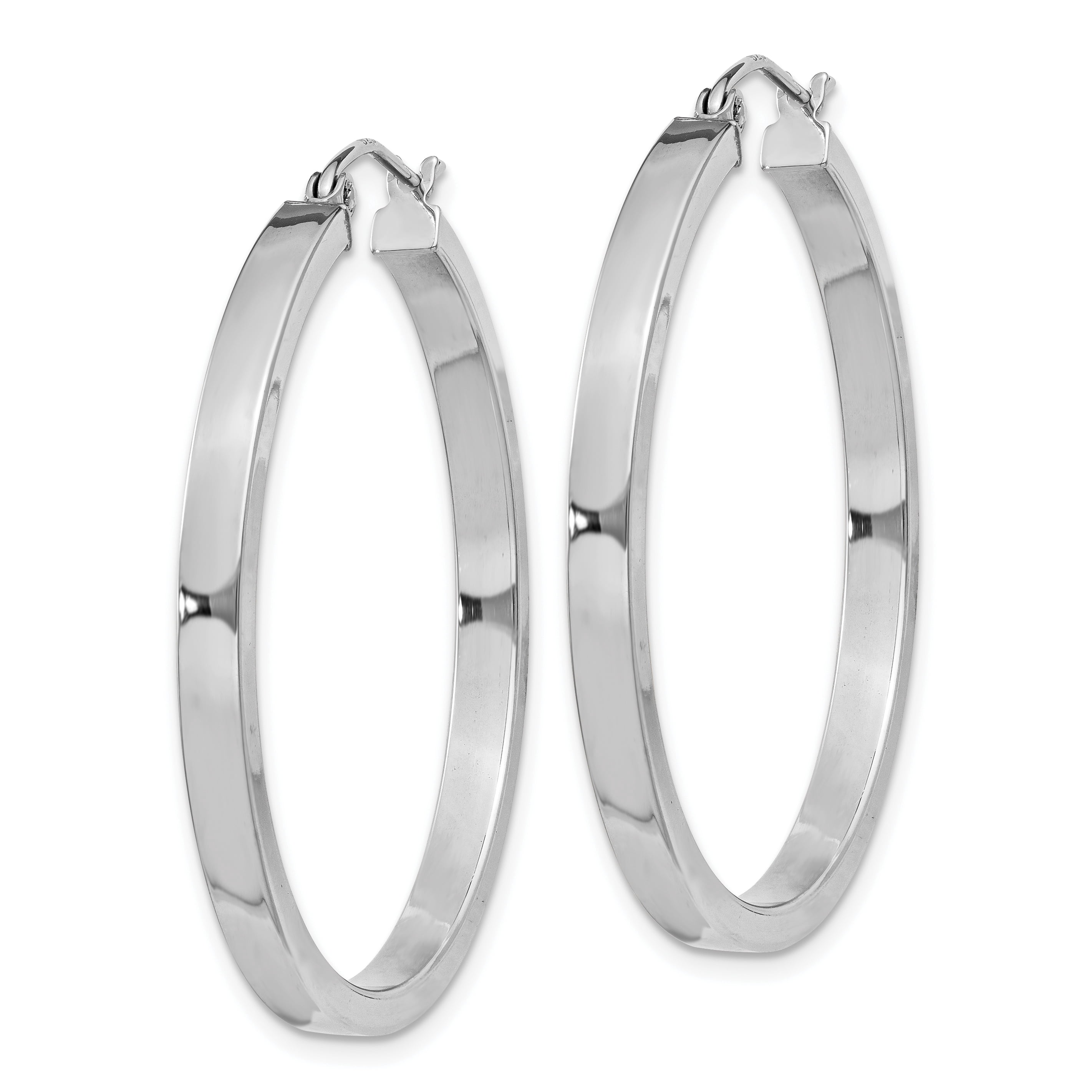 Primal Silver Sterling Silver Rhodium-plated Square Tube Hoop Earrings