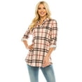 thumbnail image 2 of Haute Edition Women's Pattern and Solid 3/4 Roll Tab Sleeve Tunic Blouse Top, 2 of 4
