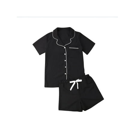 

Spring hue 2PCs Short Sleeve Shirts Shorts Homewear Sleepwear Women Summer Casual Pajamas Sets