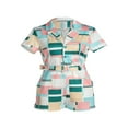 thumbnail image 1 of CNKOO AAOMASSR Summer Female Color Block  Collar Short Sleeve Romper with Waist Belt New Style, 1 of 9