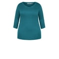 thumbnail image 5 of Avenue Women's Plus Size Wessex Essential 3/4 Sleeve Longline Tee Top, 5 of 6