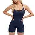 thumbnail image 6 of Maqroz Women's Backless Strappy Romper Seamless Athletic Jumpsuit for Yoga Gym Workout, Cross Back Bodysuit With Compression Bottoms, 6 of 7