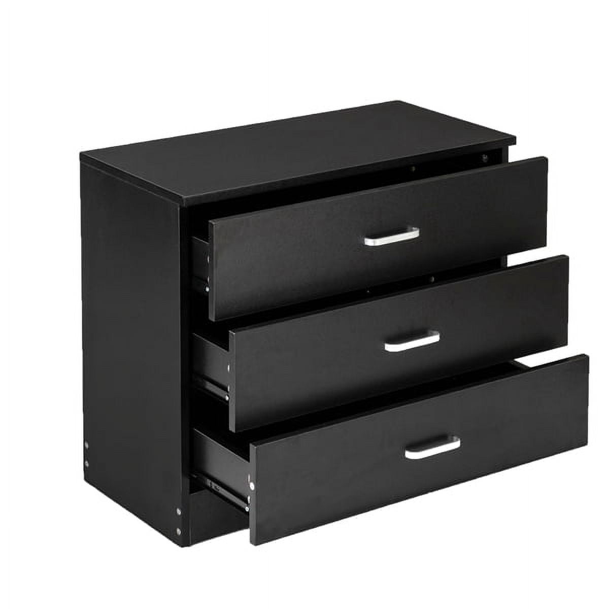 Black Modern 3-Drawer Nightstand - 25.98" Simple Dresser w/15mm Particle Board, Space-Saving Storage for Bedroom, Living Room
