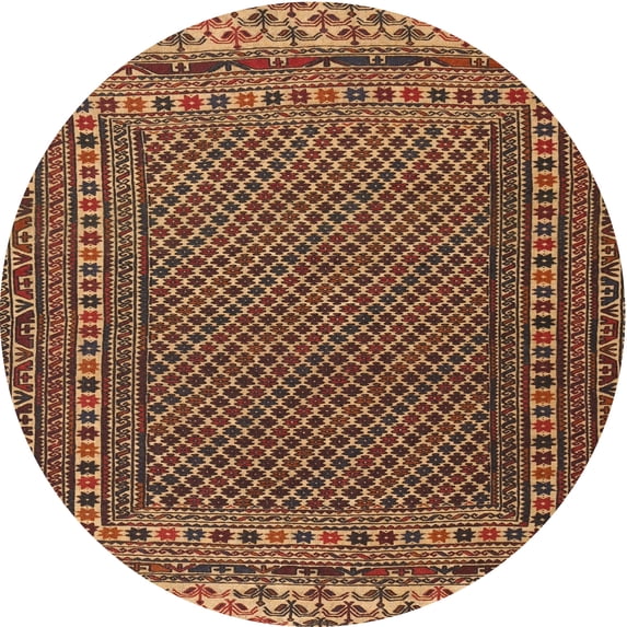 Ahgly Company Indoor Round Traditional Bronze Brown Southwestern Area Rugs, 3' Round