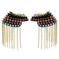 thumbnail image 1 of 1 Pair Colorful Rivet Stud Tassel Epaulet Shoulder Mark Navy Jacket Punk, 1 of 5