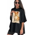 thumbnail image 3 of Plus Size Shirt for Women Black Tops for Women Short Sleeves Shirt for Women Dog T Shirt Oversized Shirt for Women S, 3 of 5