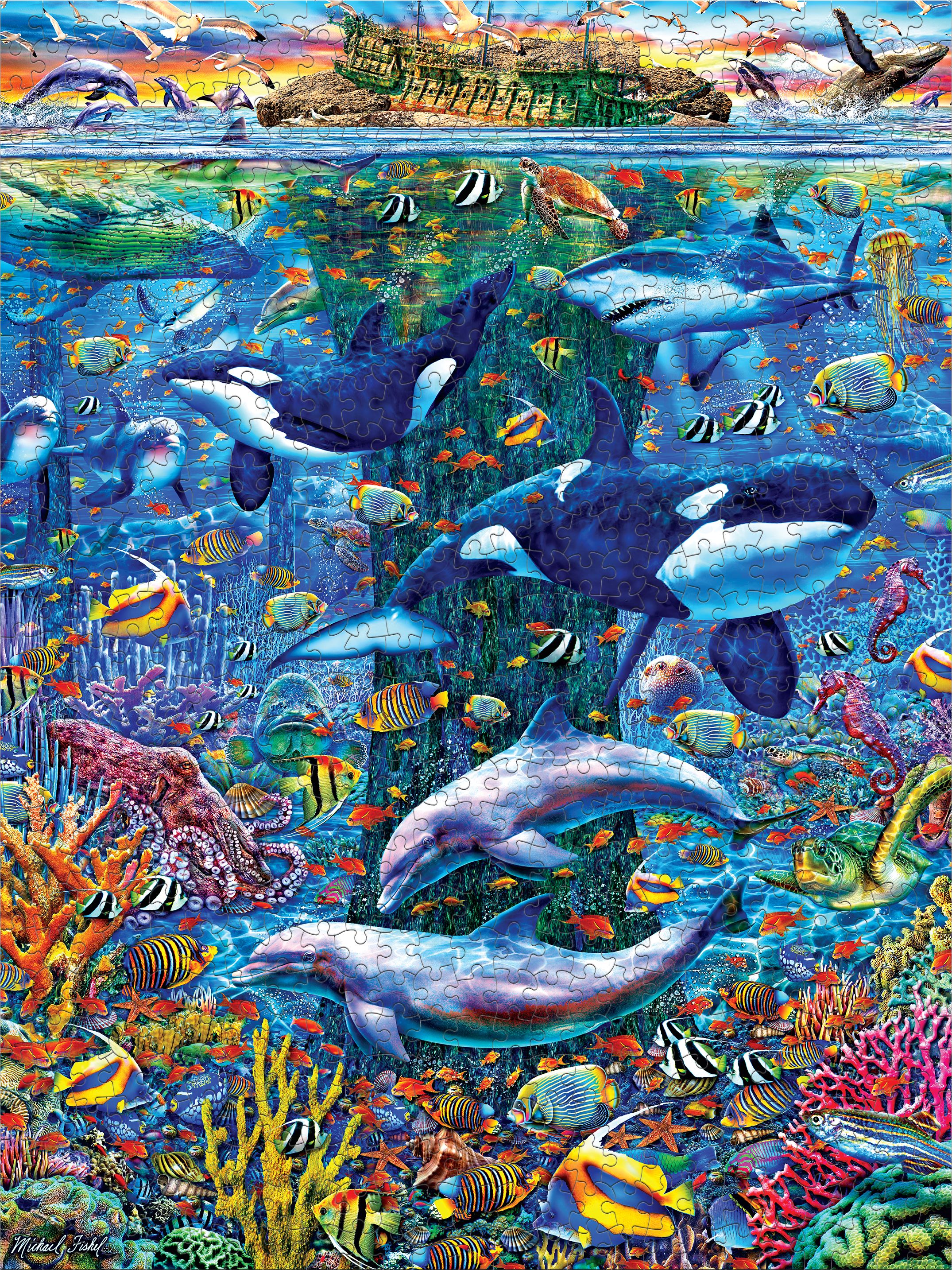 Ceaco The Living Seas Glow (Michael Fishel) 750 Piece Interlocking Jigsaw Puzzle