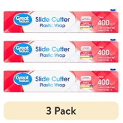 (3 pack) Great Value Slide Cutter Plastic Wrap, 400 sq ft