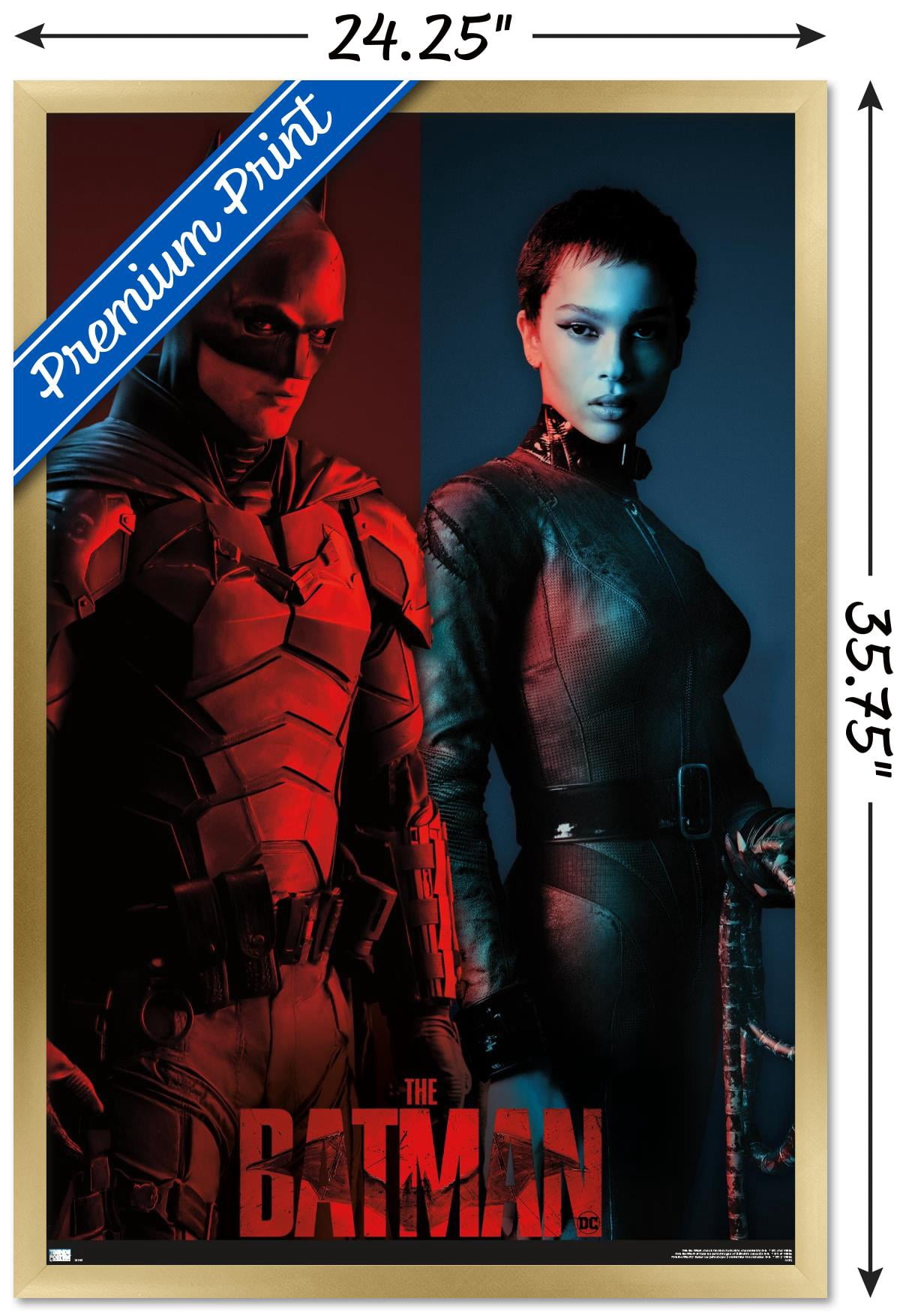 DC Comics Movie The Batman - The Bat and The Cat Wall Poster, 22.375" x 34" Framed
