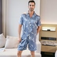 thumbnail image 6 of Aisomnus Men's Silk Pajama Set | Silky Satin | Short Sleeve Top and Shorts | Button Pajama Set, 6 of 8