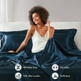 thumbnail image 4 of Regency Heights Satin Sheet Set, Queen Bed Sheets with Pillowcases, 6-Piece Luxury Silky Sheet Set, Midnight Blue, Gifts for Women, 4 of 12