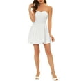 thumbnail image 2 of INSPIRE CHIC Women's Dress Sweetheart Neck Strapless Exposed Zipper Mini Flare Dress M White, 2 of 6