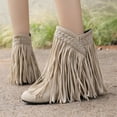 thumbnail image 2 of Mepaouo Women's Western Cowboy Cowgirl Boots Fringe Tassel Block Heel Ankle Boots Suede Riding Shoes, 2 of 7