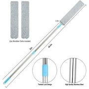 Upgraded Under Appliance Cleaning Gadgets,Microfiber Gap Duster,Skinny Flat Duster with Extendable Pole 36-55 Inches,Suitable for Underneath Cleaning of Furniture,Fridges,Couch,Stove,Bed