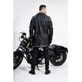 thumbnail image 4 of Men's vintage mid-length PU leather jacket business plus velvet large lapel blazer, 4 of 6