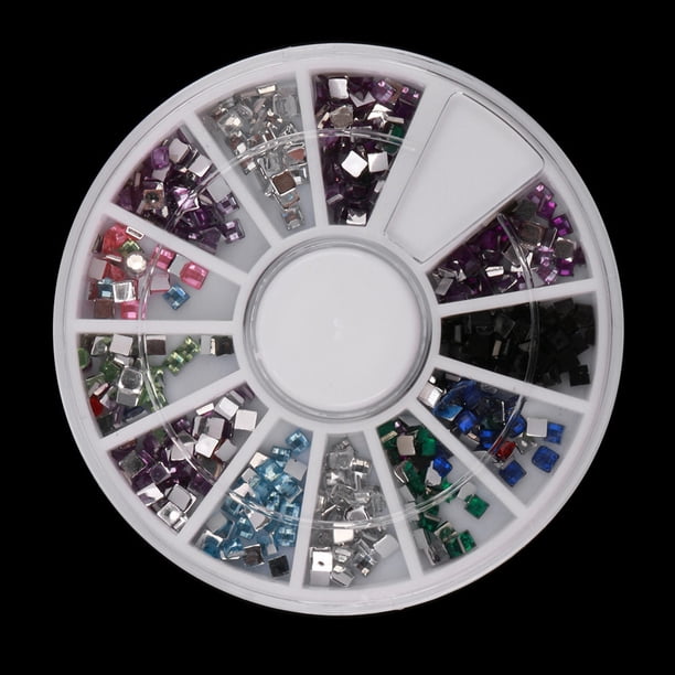 Uñas postizas a presión, regalo para mujer, 1 caja de cuentas de acero de color, redondas, con diamantes de imitación, para decoración de uñas, esmalte de uñas.
