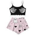 thumbnail image 2 of Miaoju Womens Halloween Pajama Shorts Sleeveless Camisole Top And Shorts Featuring Halloween Pattern In Pink Size XL Casual Holiday Nightwear Loungewear, 2 of 5