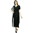 thumbnail image 3 of Bimba Womens Long Rayon Side Pannels Kaftan With Belt Designer Cover Up Caftan Maxi Night Dress, 3 of 8