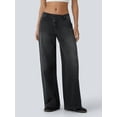 thumbnail image 4 of Women'S Wide Leg Jeans High Waisted Stretchy Straight Leg Jeans Trendy Loose Denim Pants Black XXL, 4 of 8