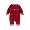 thumbnail image 7 of FAOWME Big Girls Bodysuit Long Sleeve Round Neck Striped Print Buttons Knit Sweater Warm Soft Fashion Romper Jumpsuit For Autumn Winter Daily Wear Red 3-6 Months, 7 of 7