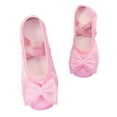 thumbnail image 4 of Xfvqtps Ballet Shoes for Girls Soft Sole Non Slip Cross Elastic Straps Double Mesh Bow Pearl Decor Satin Dance Shoes for Gymnastics Performance Pink, 4 of 8