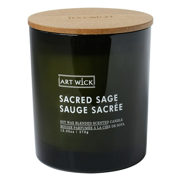 Art Wick 13.05oz Sacred Sage Soy Wax Blended Scented Candle,1 wood wick, · 13oz<br>· 370g<br>· 1 pack