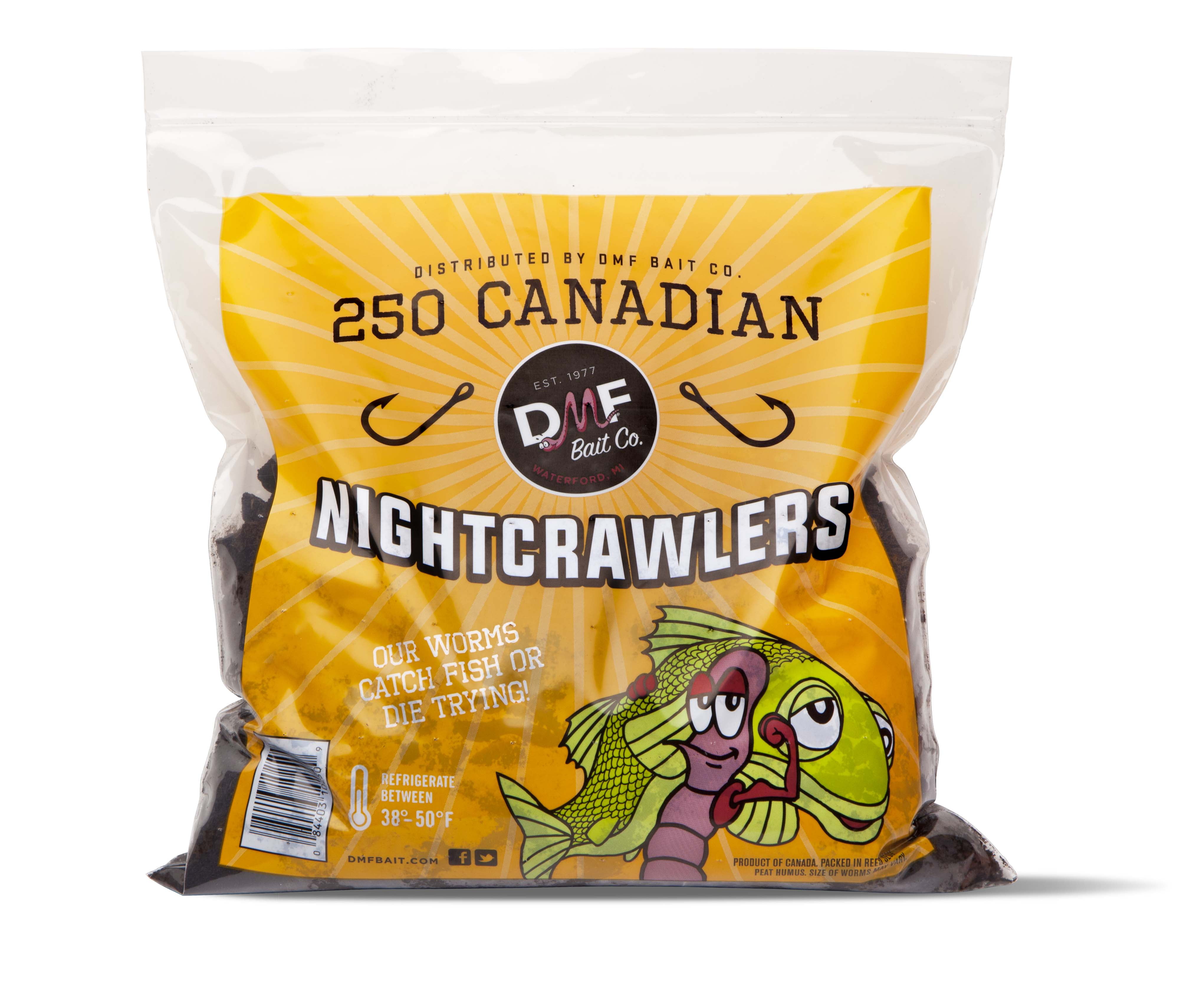 Nightcrawler Earth Worms 18 PACK Canadian Night Crawler Earthworm Fish Bait Live