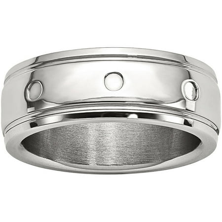 Primal Steel Primal Steel Stainless Steel Polished Grooved Ring