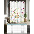 thumbnail image 6 of No Hook Cloth Fabric Shower Curtain with Snap in Liner, Happy Birthday Waterproof Shower Curtains Set with See Through Top Window, Colorful Words Bath Curtains Shower 72"x72", 6 of 6