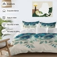 thumbnail image 3 of Peacock Feather Bedding Duvet Cover Set Full Size 4 Pieces Teal Blue Green Leaf Abstract Bedding Set with Zipper Closure, 1 Comforter Cover 86x86 Inches 1 Flat Sheet & 2 Pillow Cases, 3 of 7