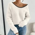 thumbnail image 6 of ClodeEU Womens Off The Shoulder Sweaters With Bow Back,Long Sleeve Lightweight Knit Pullover Sweater Tops White,Womens Plus M, 6 of 8