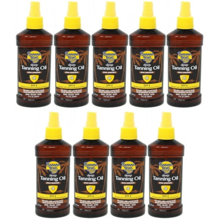 9 Pack Banana Boat Deep Tanning Oil Spray, With Sunscreen SPF 4, 8 Oz
