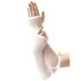thumbnail image 2 of Unisex Fishnet Fingerless Gloves - Gothic Party Performance Accessories (Edgy & Bold) Under 5$, Yubnlvae Ladies Girls Fingerless High Gloves Long Lace , White, One Size, 2 of 2