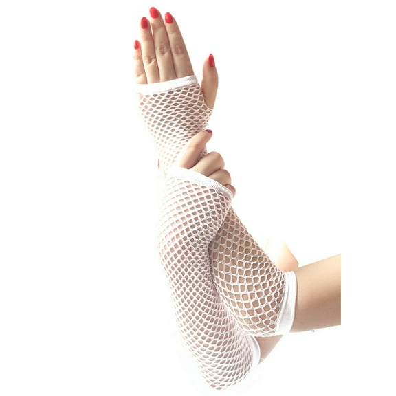 Fimkaul Womens Gloves Ladies Girls Fingerless High Neon Long Lace Elasticity Winter Gloves