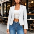 thumbnail image 3 of Uootdi Blazer for Women Notched Lapel Long Sleeve Button Front Patch Pockets Womens Blazer Regular Fit Office Comfortable Outer Coat, 3 of 9