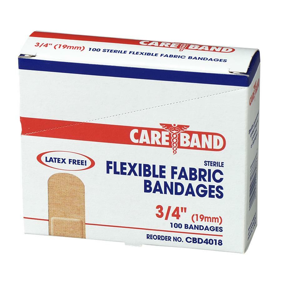 Aso Careband Flexible Fabric Bandages ¾" x 3" Box of 100 Latex Free