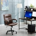 thumbnail image 7 of XINMICS Ergonomic Office Chair, Adjustable PU Leather Computer Chair with Padded Armrests, Brown, 7 of 7