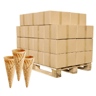 Joy #450S Sugar Cone for Sampling Pallet Tier Configuration – Premium Mini Dark Brown Sugar & Molasses Tasting Wafers, 1,000 Count Cases, Wholesale 16 Cases per Pallet (Total 16,000 Cones)
