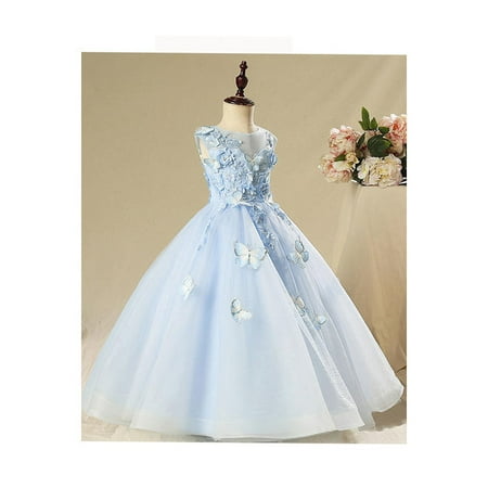 Unomatch Kids Baby Girls Fake Butterflies Wedding Dress